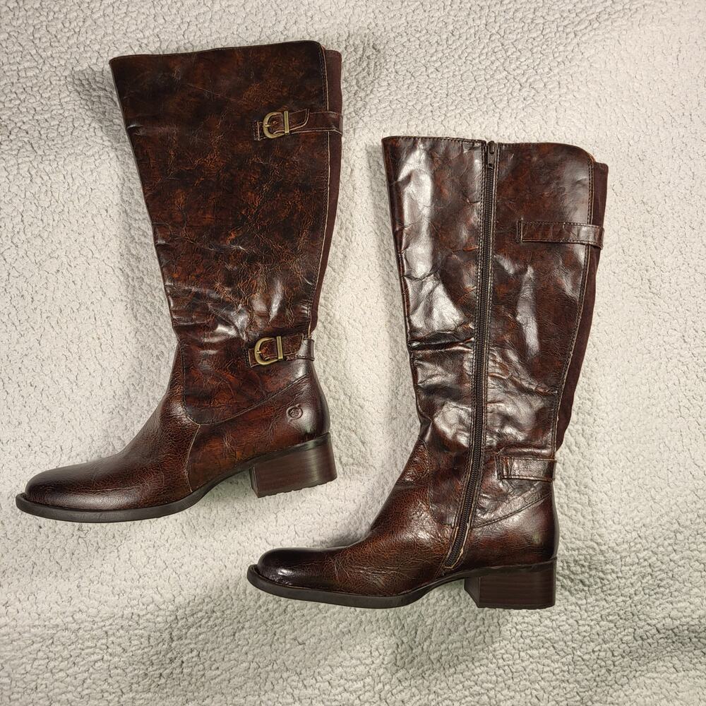 NEW Born Gibb Knee High Riding Boots in brown leather Women size 8.5 WC